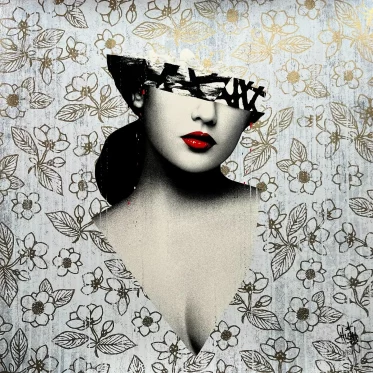 Le Buste 3 by Hush. 12 Layer Screen Print, with a Metallic Gold pattern & Gloss UV Varnish over figure on cotton paper.