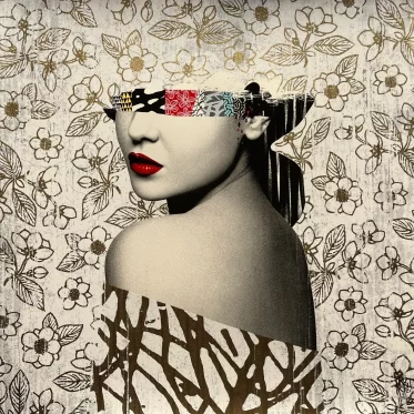 Le Buste II by Hush. 16 Layer Screen Print, with a Metallic Gold pattern & Gloss UV Varnish. Signed and numbered 82/150. 54x54 cm